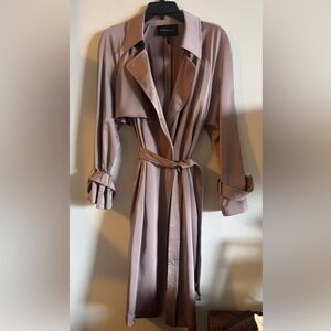 BCBG MaxAzria Draped Belted Satin Trench Coat Size M